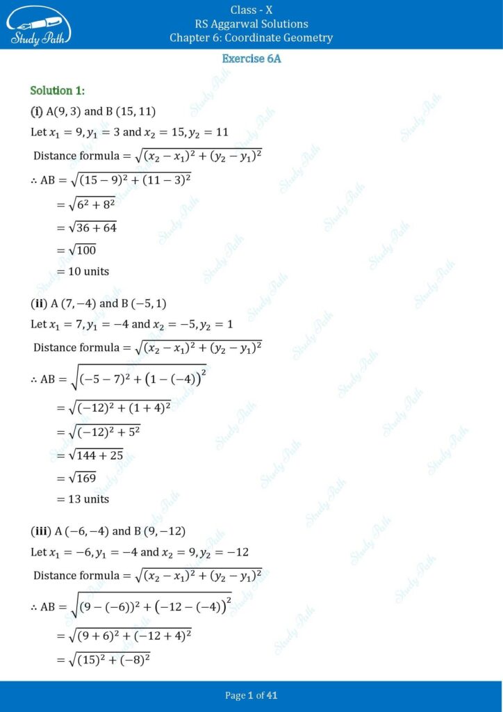 RS Aggarwal Class 10 Exercise 6A Solutions 1