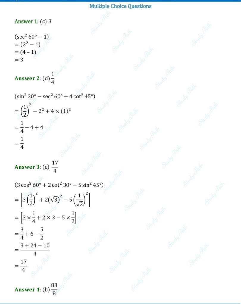RS Aggarwal Class 10 Chapter 11 MCQ Solutions 1