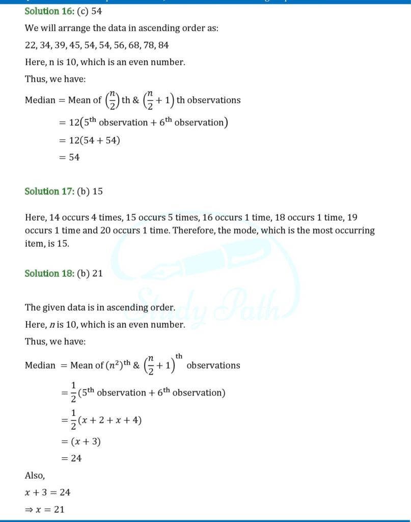 RS Aggarwal Class 9 Chapter 18 Multiple Choice Questions (MCQs) Solutions 7