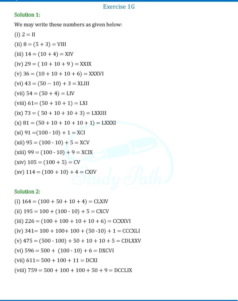 RS Aggarwal Class 6 Exercise 1G Solutions 1