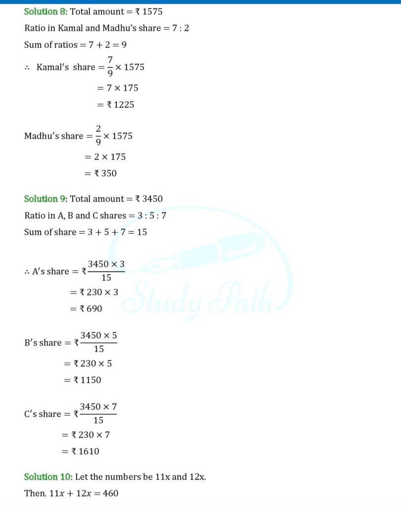 RS Aggarwal Class 6 Exercise 10A Solutions 10