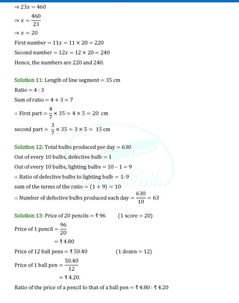 RS Aggarwal Class 6 Exercise 10A Solutions 11