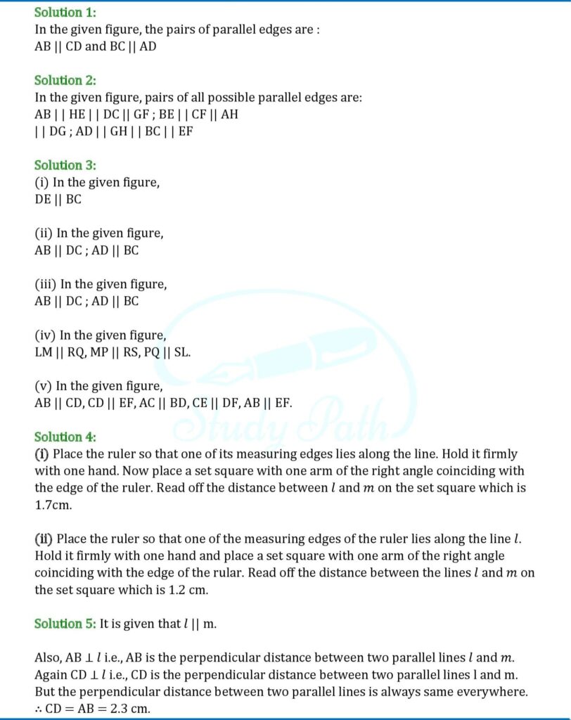 RS Aggarwal Solutions Class 6 Maths Chapter 12 Parallel Lines 1