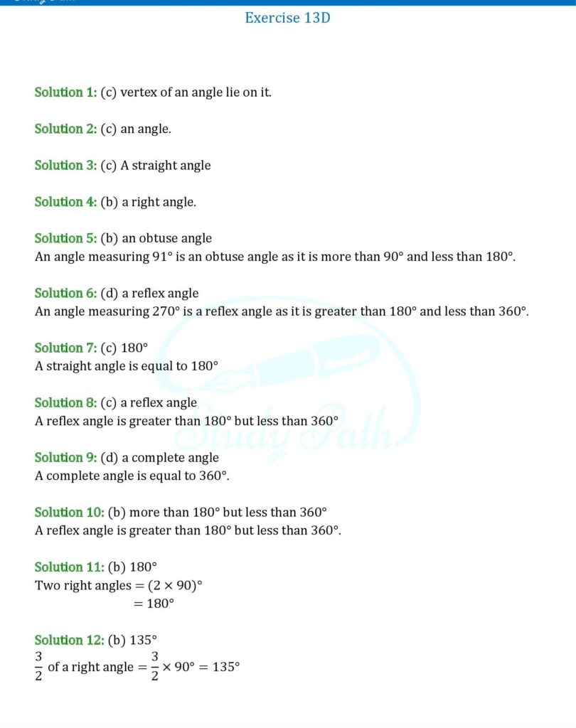 RS Aggarwal Class 6 Exercise 13D Solutions 1