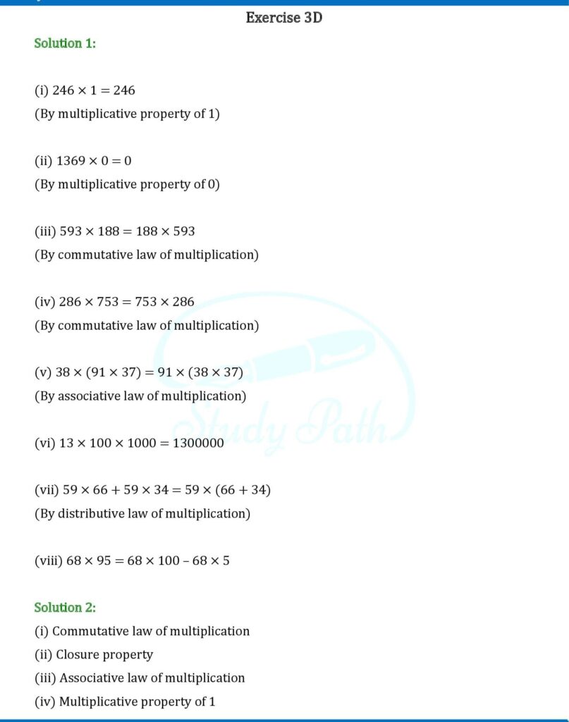 RS Aggarwal Class 6 Exercise 3D Solutions 1