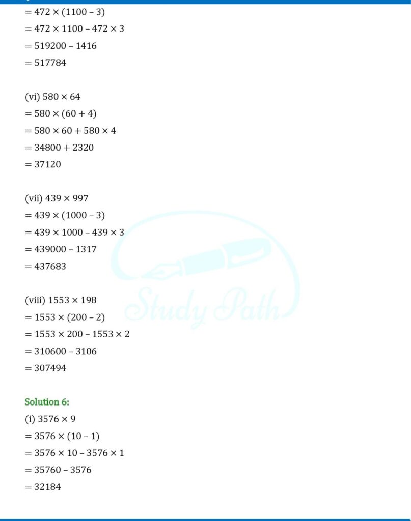 RS Aggarwal Class 6 Exercise 3D Solutions 5