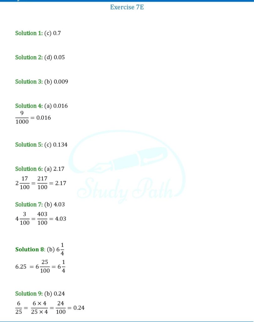 RS Aggarwal Solutions Class 6 Chapter 7 Decimals Exercise 7E 1