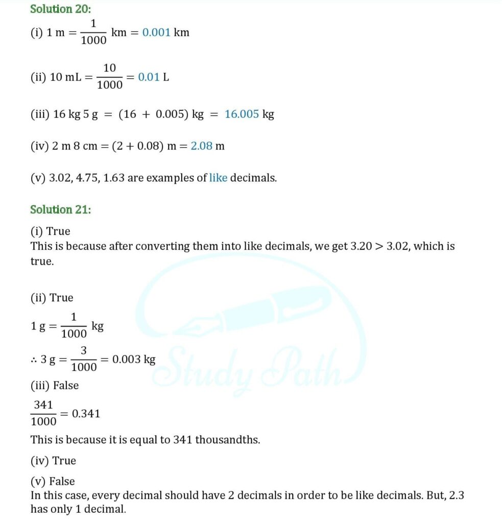 RS Aggarwal Chapter 7 Decimals Test Paper Solutions 4