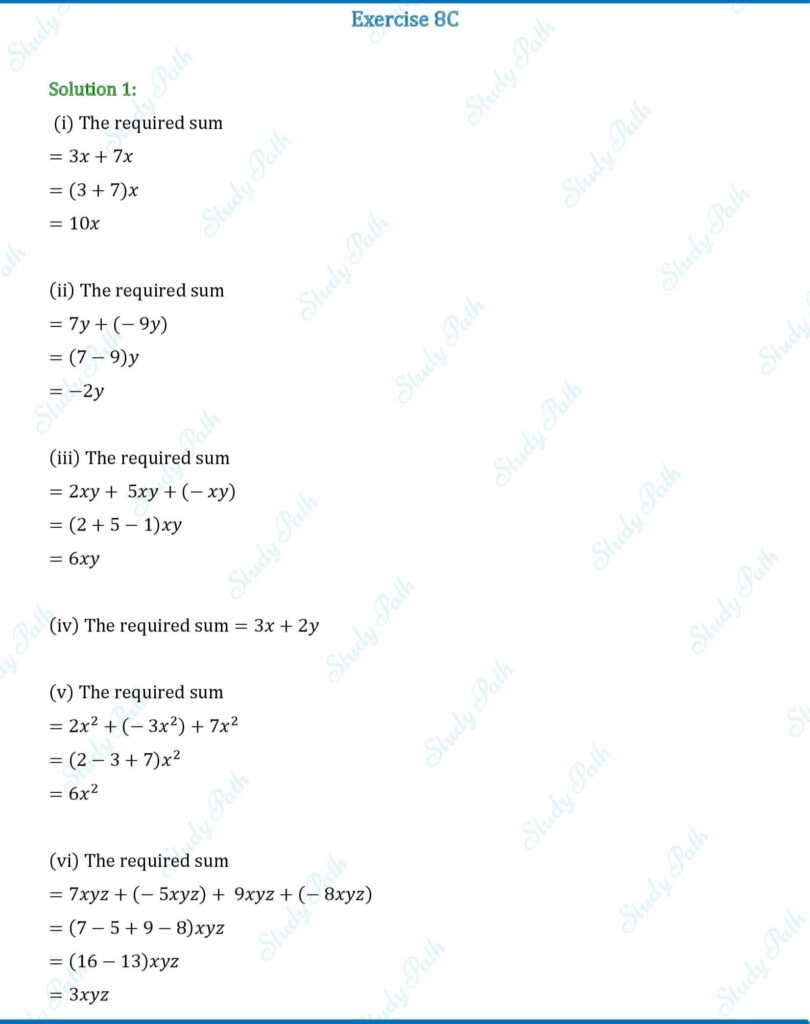 RS Aggarwal Class 6 Exercise 8C Solutions 1