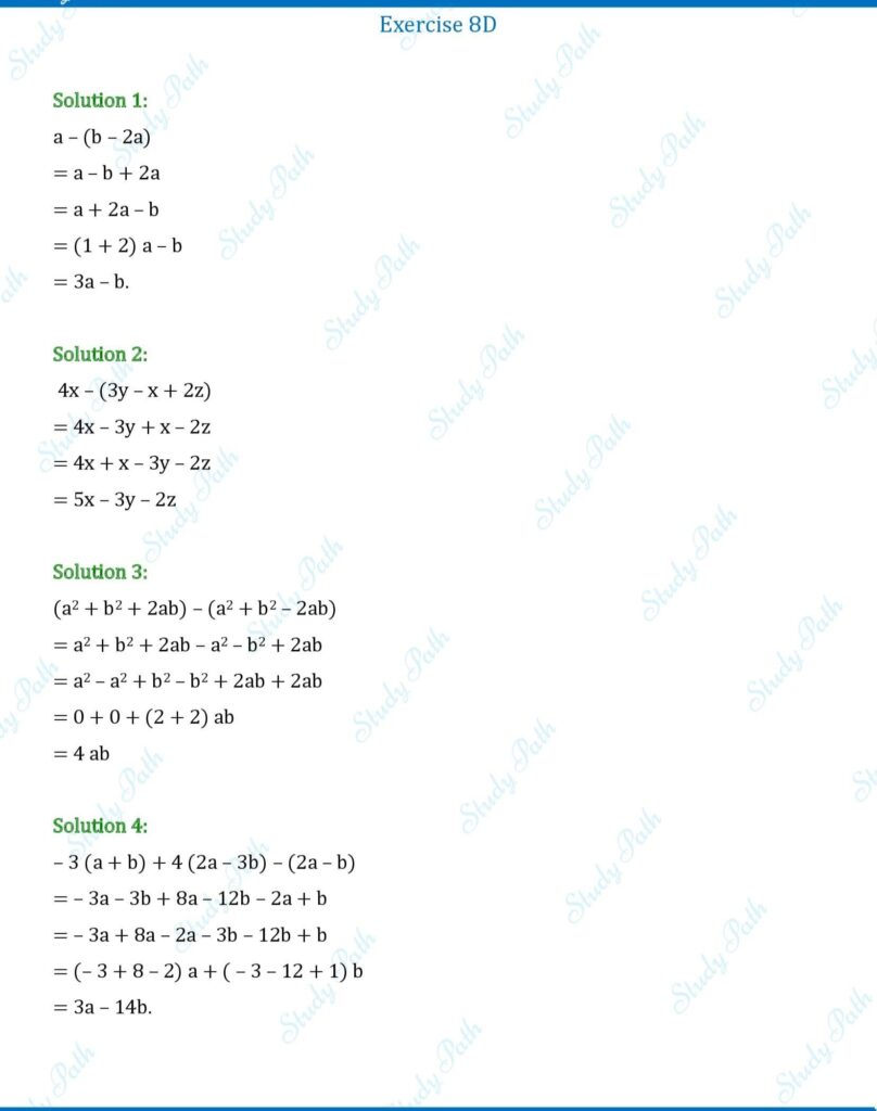 RS Aggarwal Class 6 Exercise 8D Solutions 1