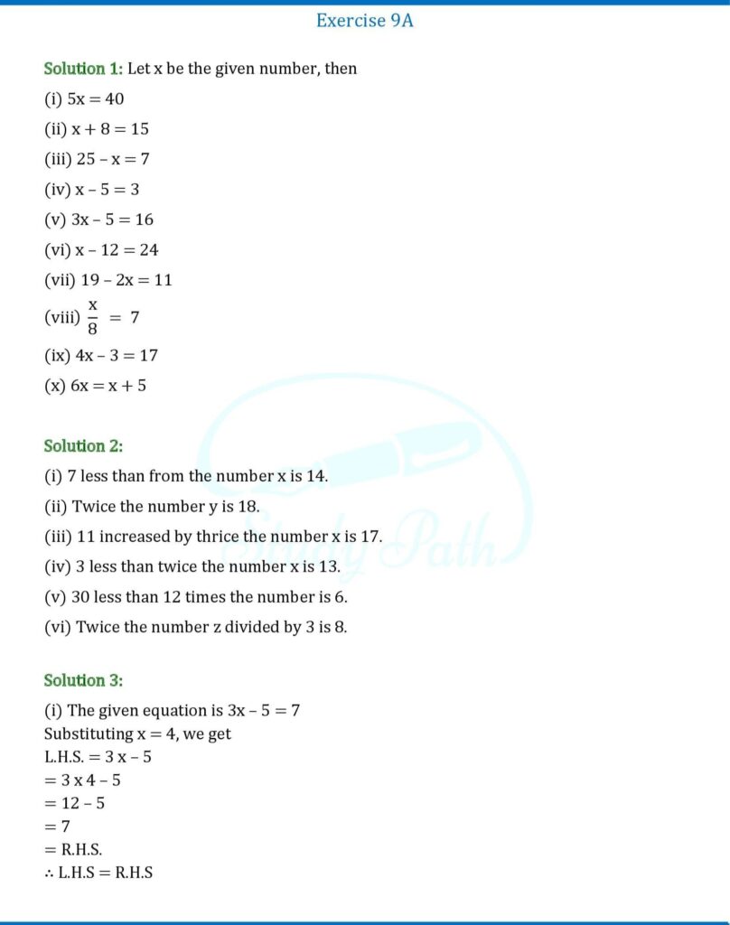 RS Aggarwal Class 6 Exercise 9A Solutions 1