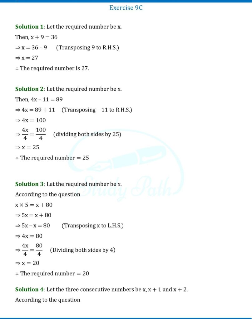 RS Aggarwal Class 6 Exercise 9C Solutions 1