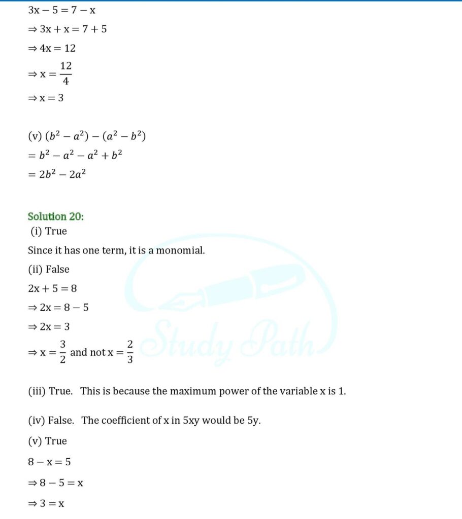 RS Aggarwal Chapter 9 Linear Equations in One Variable Test Paper Solutions 6