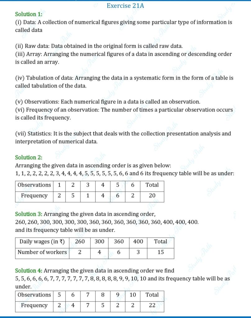 RS Aggarwal Class 7 Exercise 21A Solutions 1