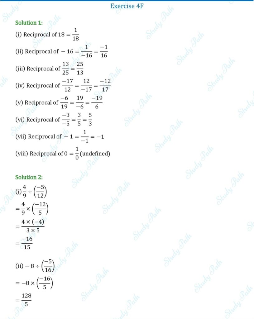 RS Aggarwal Class 7 Exercise 4F Solutions 1