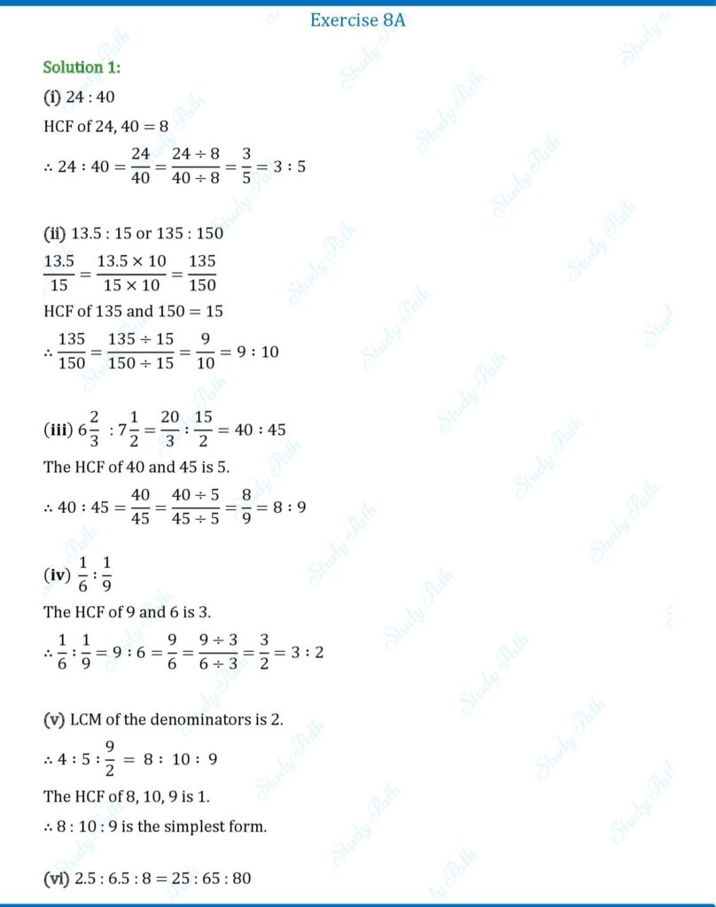 RS Aggarwal Class 7 Exercise 8A Solutions 1