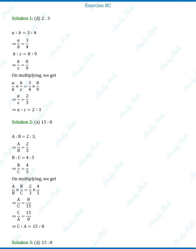 RS Aggarwal Class 7 Exercise 8C Solutions 1