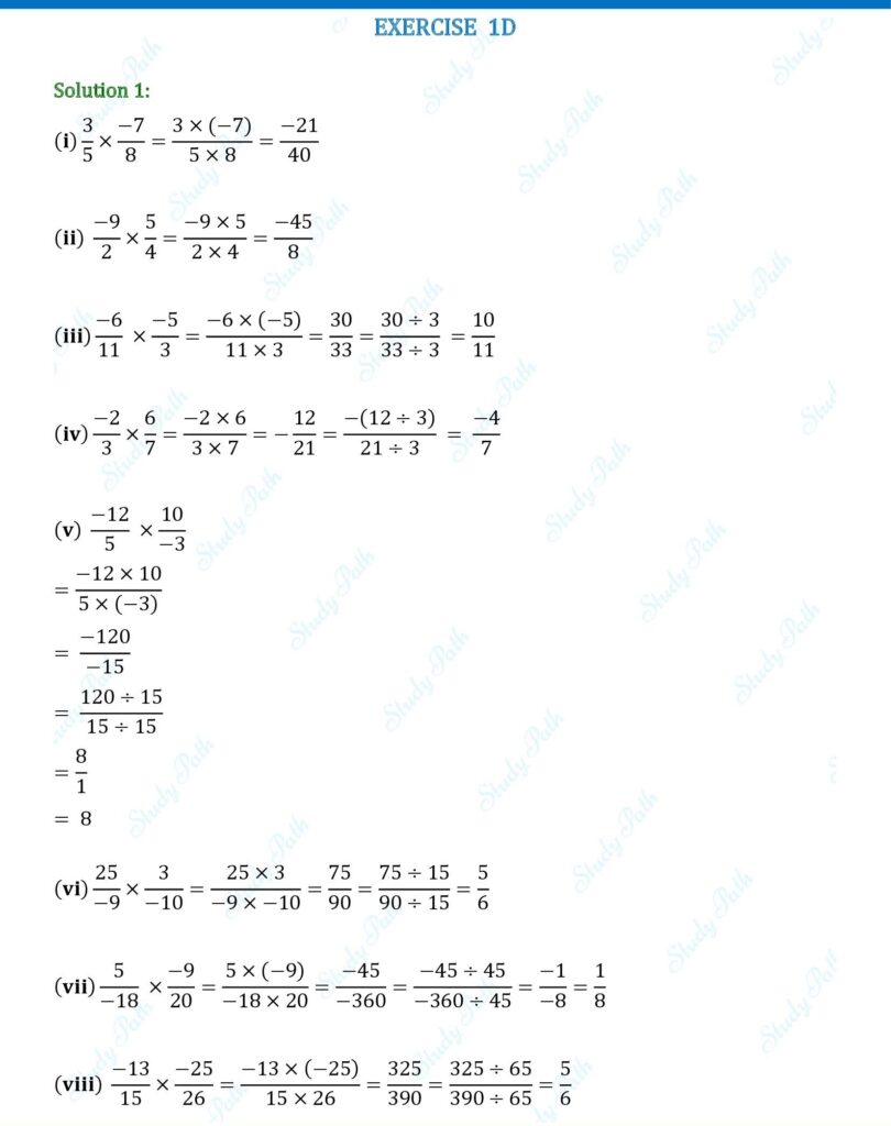 RS Aggarwal Class 8 Exercise 1D Solutions 1