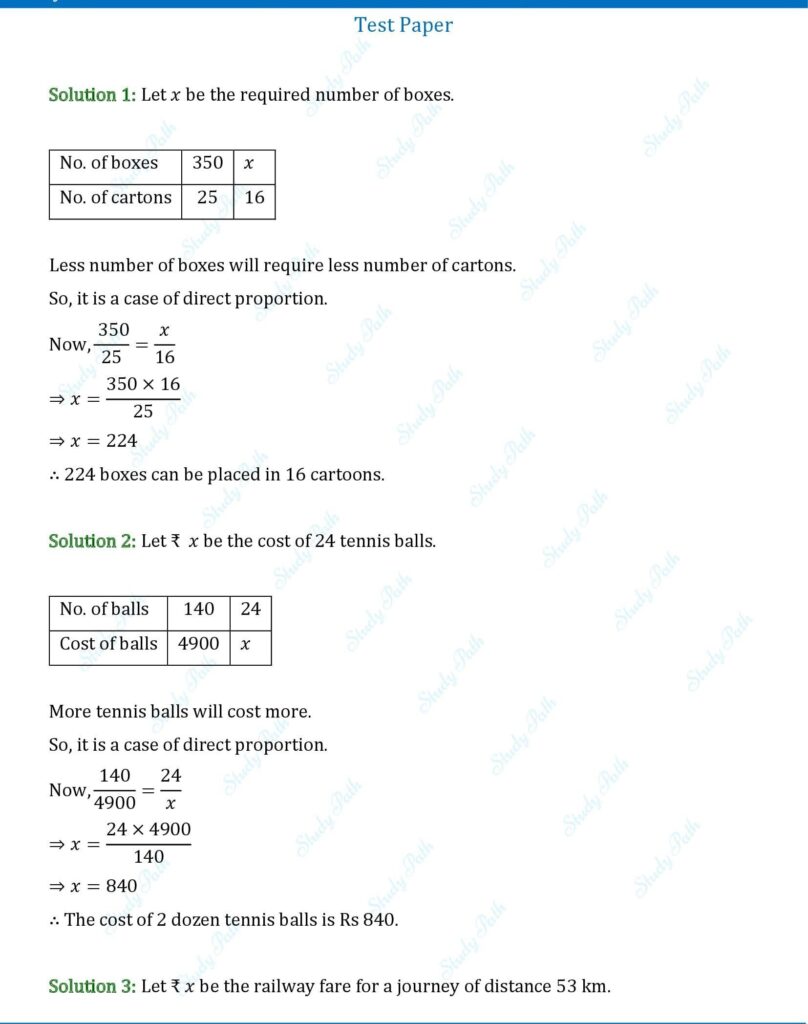 RS Aggarwal Class 8 Test Paper 12 Solutions 1