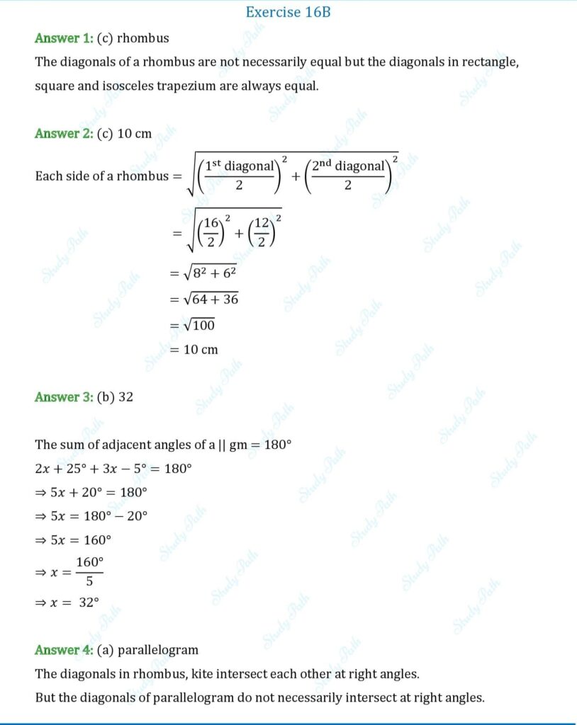 RS Aggarwal Class 8 Exercise 16B Solutions 1