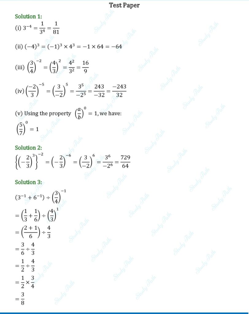 RS Aggarwal Class 8 Chapter 2 Solutions – Exponents and Powers 1