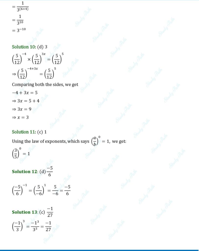 RS Aggarwal Class 8 Chapter 2 Solutions – Exponents and Powers 4