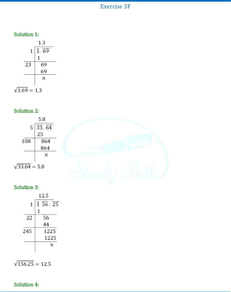 RS Aggarwal Class 8 Exercise 3F Solutions 1