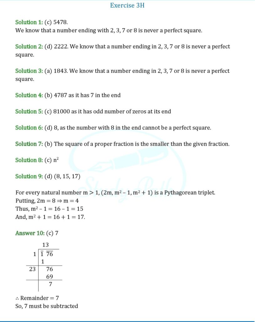 RS Aggarwal Class 8 Exercise 3H Solutions 1