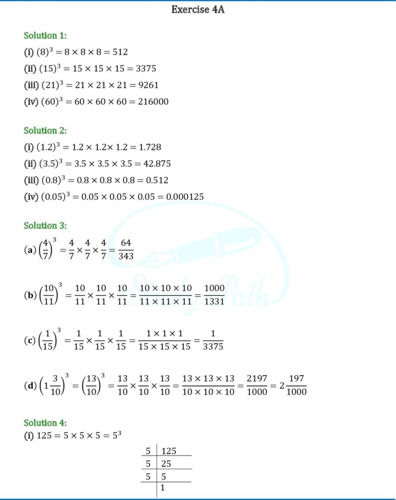RS Aggarwal Class 8 Exercise 4A Solutions 1