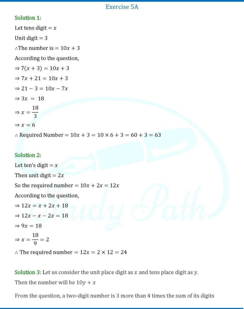 RS Aggarwal Class 8 Exercise 5A Solutions 1