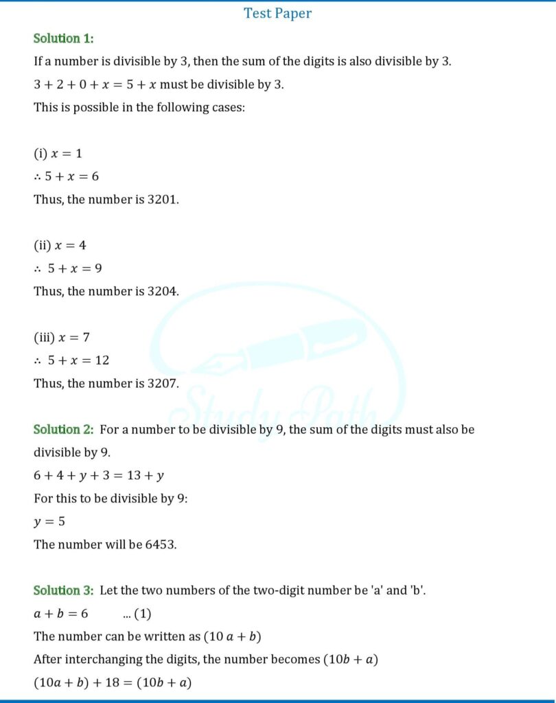 RS Aggarwal Class 8 Test Paper 4 Solutions 1