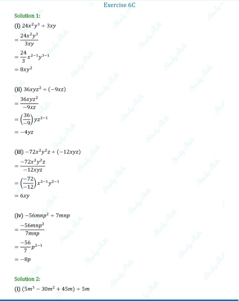 RS Aggarwal Class 8 Exercise 6C Solutions 1