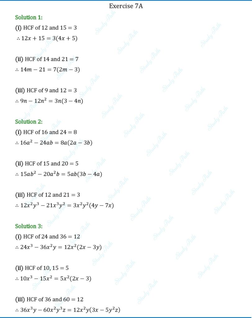 RS Aggarwal Class 8 Exercise 7A Solutions 1