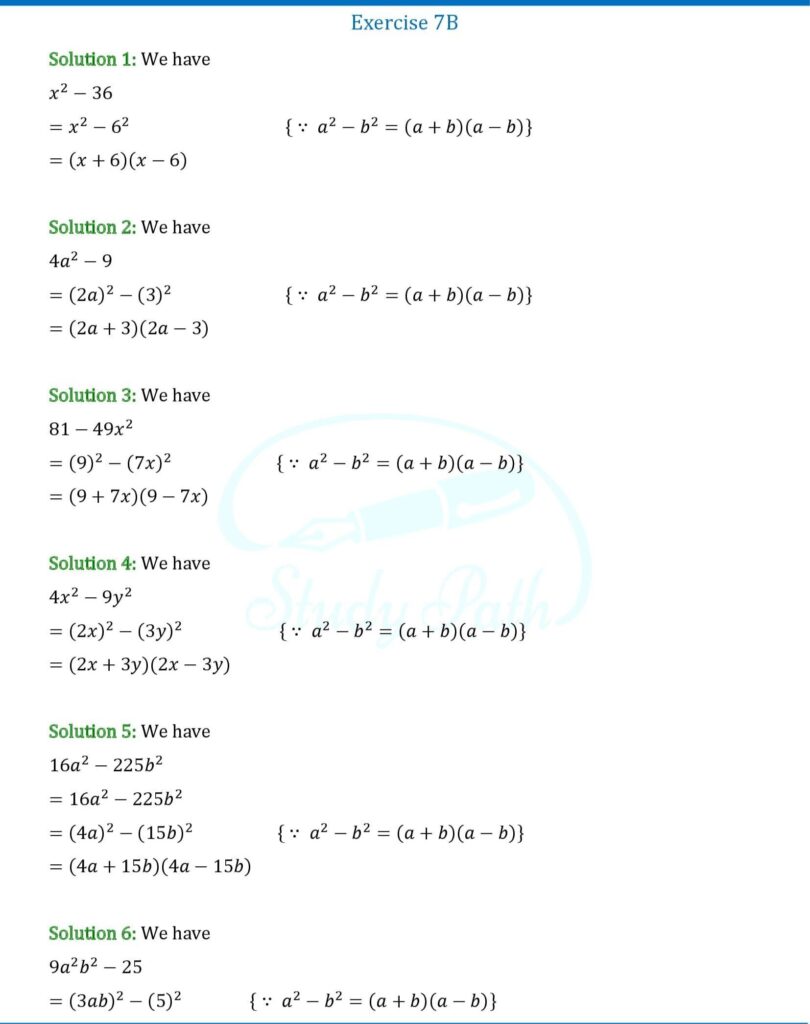 RS Aggarwal Class 8 Exercise 7B Solutions 1