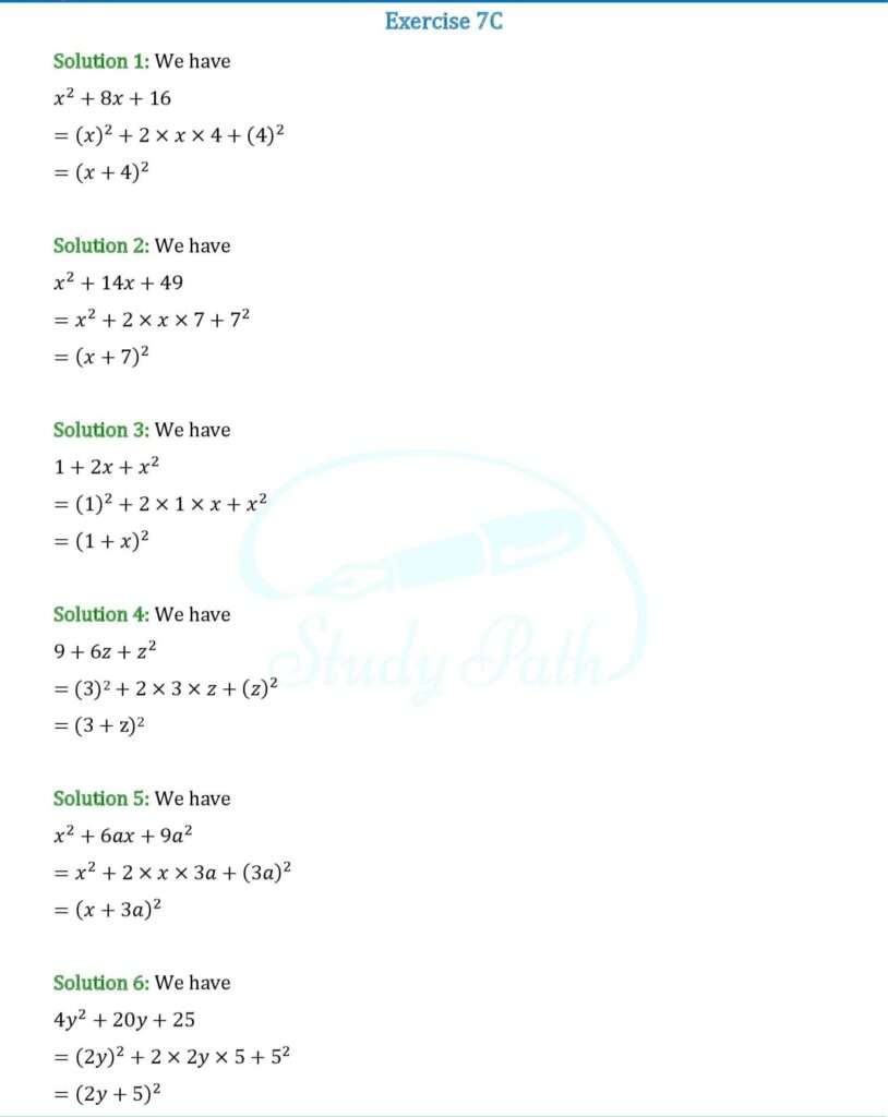 RS Aggarwal Class 8 Exercise 7C Solutions 1