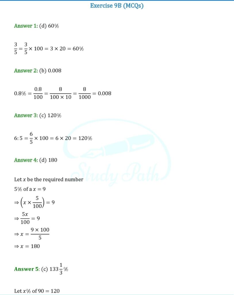 RS Aggarwal Class 8 Exercise 9B Solutions 1