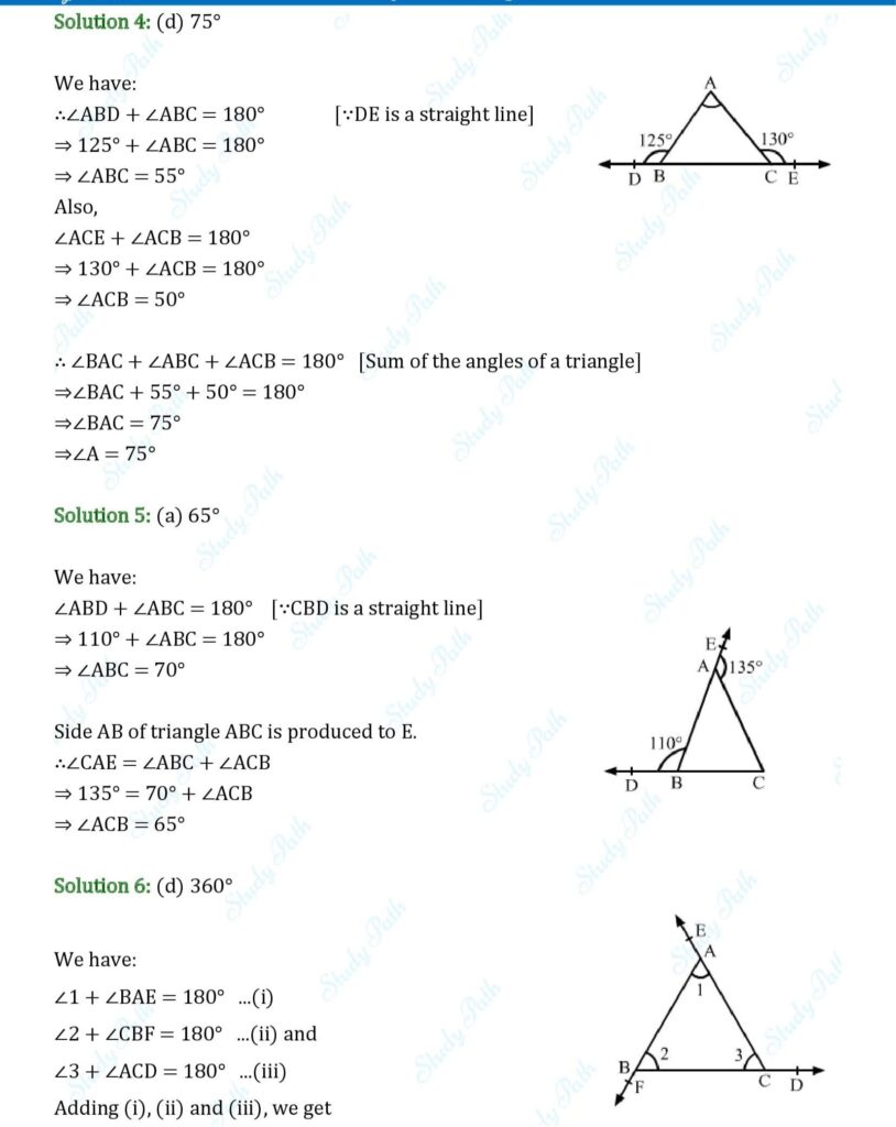 RS Aggarwal Class 9 Chapter 8 Multiple Choice Questions (MCQs) Solutions 2