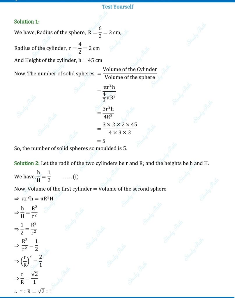 RS Aggarwal Class 10 Chapter 17 Test Yourself Solutions 1