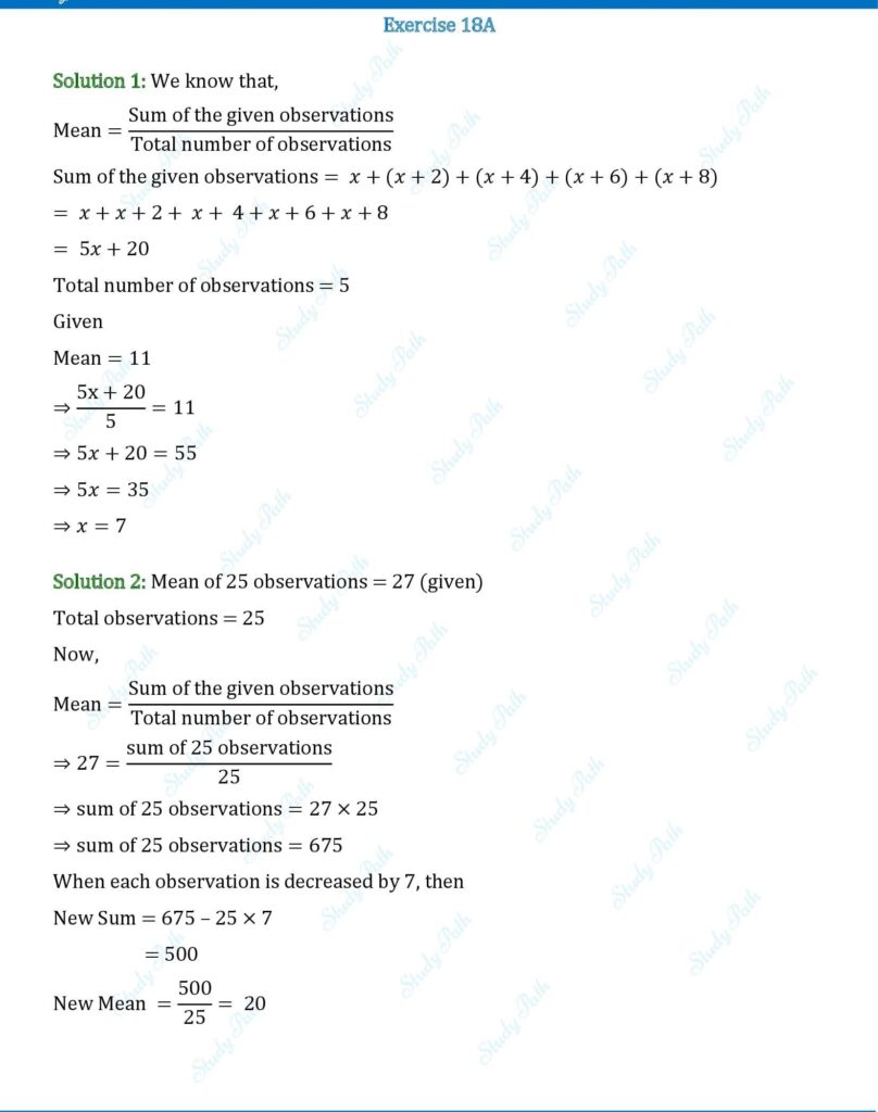 RS Aggarwal Class 10 Exercise 18A Solutions 1
