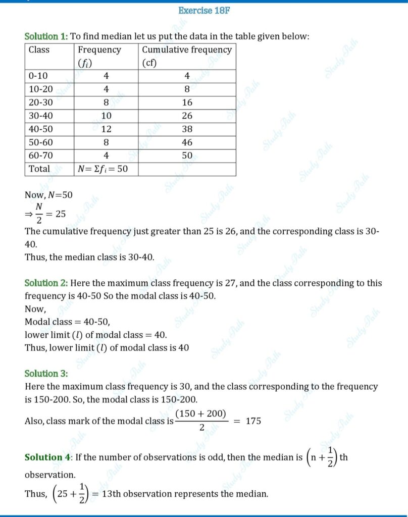 RS Aggarwal Class 10 Exercise 18F Solutions 1