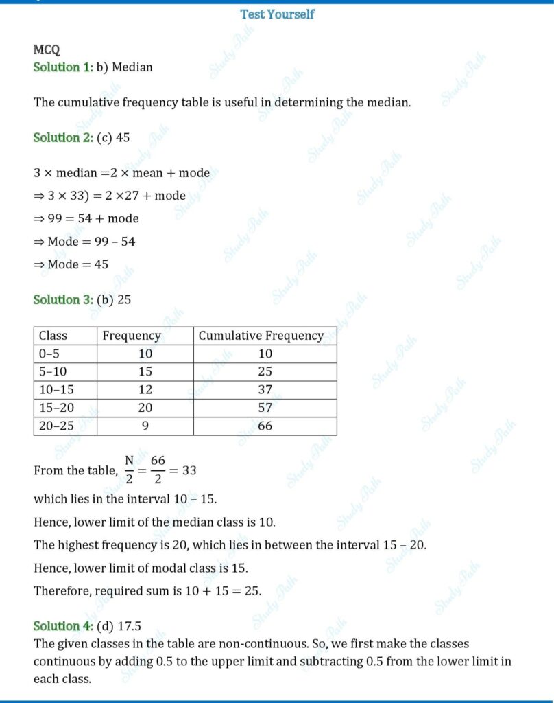 RS Aggarwal Class 10 Chapter 18 Test Yourself Solutions 1