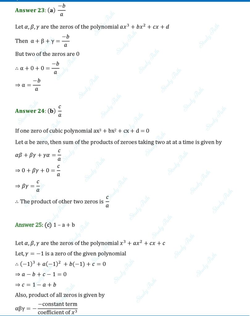 RS Aggarwal Class 10 Chapter 2 Multiple Choice Questions (MCQs) Solutions 8