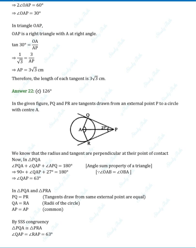 RS Aggarwal Class 10 Chapter 8 MCQs (Multiple Choice Questions) Solutions 11