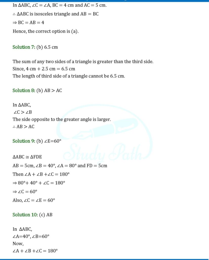 RS Aggarwal Solutions Class 9 Chapter 9 Multiple Choice Questions (MCQs) 2