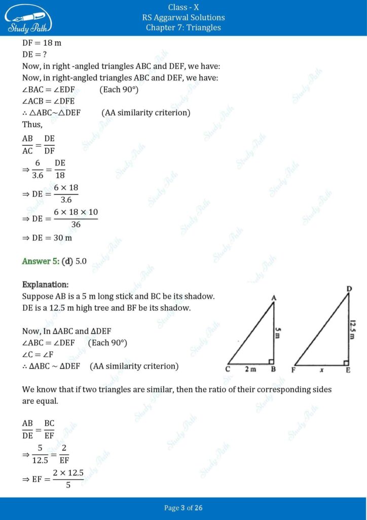 RS Aggarwal Class 10 Chapter 7 MCQ (Multiple Choice Questions) Solutions 3