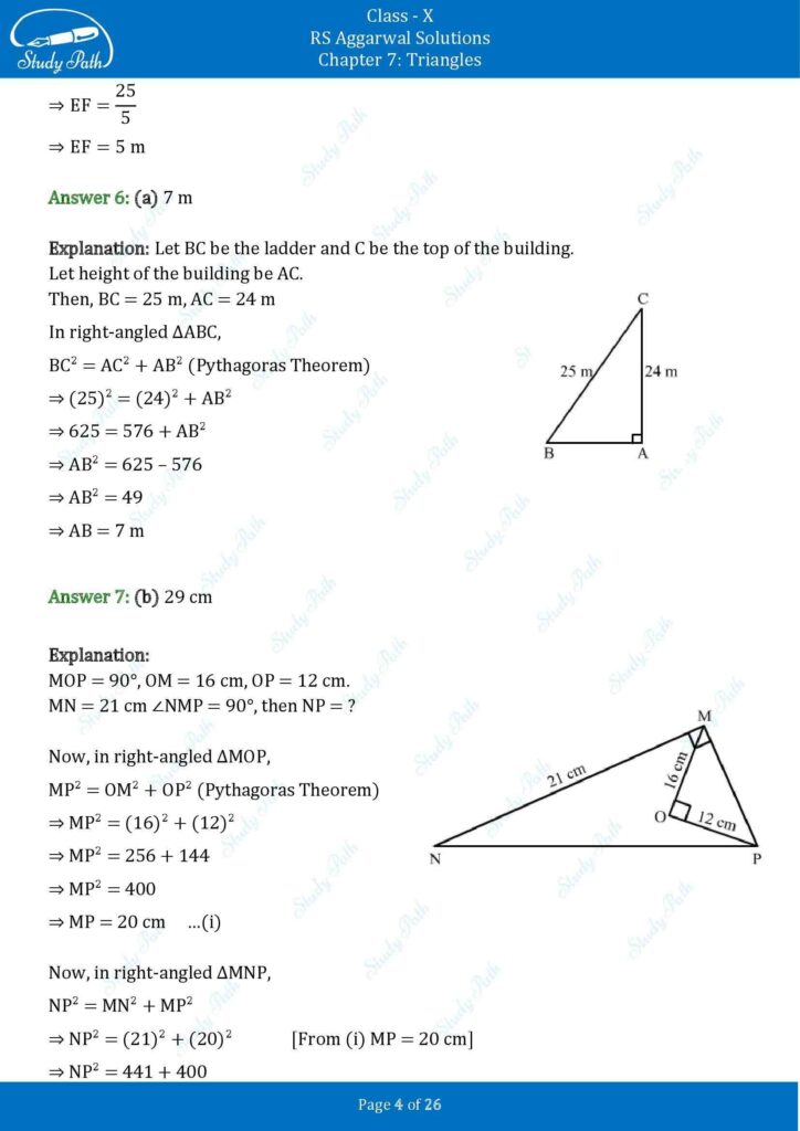 RS Aggarwal Class 10 Chapter 7 MCQ (Multiple Choice Questions) Solutions 4