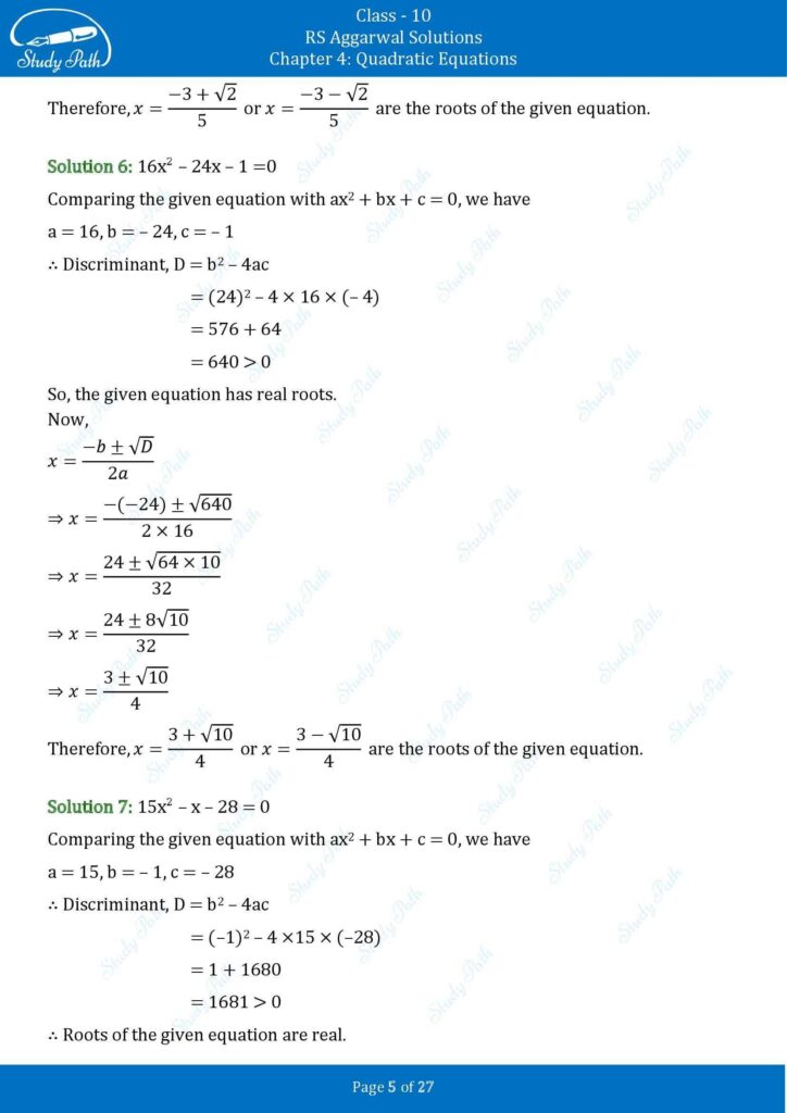 RS Aggarwal Class 10 Ex 4B Solutions 5
