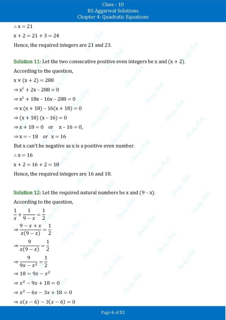 RS Aggarwal Class 10 Exercise 4D Solutions 6