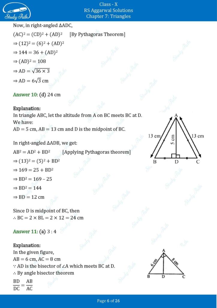RS Aggarwal Class 10 Chapter 7 MCQ (Multiple Choice Questions) Solutions 6