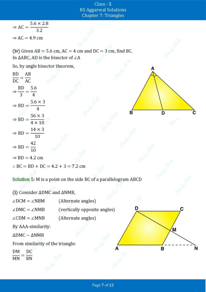 RS Aggarwal Class 10 Chapter 7 Test Yourself Solutions 7
